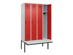 locker met bank,HxBxD 2120x1200x815mm,4vak,vak B 300mm,draaigrendel