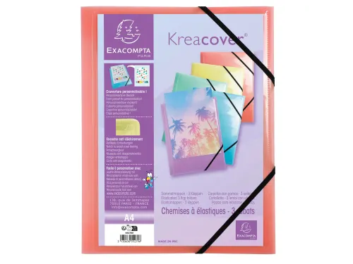 Elastomap Kreacover A4 3 Kleppen Assorti Pastel