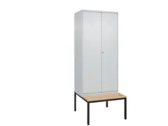 PBM-locker met bank,HxBxD 2120x800x815mm,2vak,vak B 400mm,cil.-slot