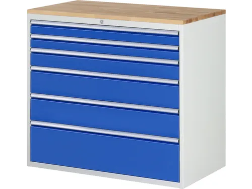 ladekast 1035x1145x650mm 6laden cilinderslot RAL7035 RAL5010 beuken