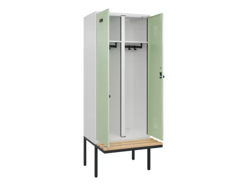locker met bank,voor scheiding van kleding,HxBxD 2120x800x815mm,2vak