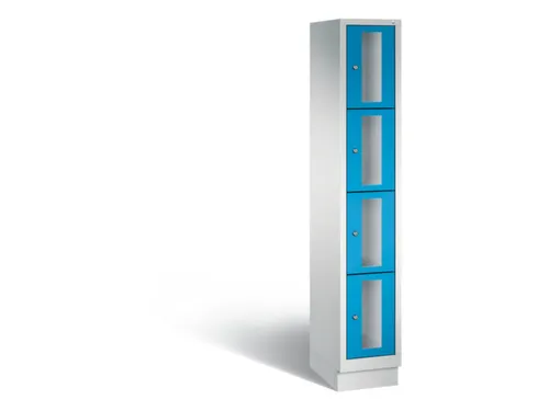 Lockerkast 1800x320x500mm 1x4 vakken Cilinderslot, Sokkel, RAL5012