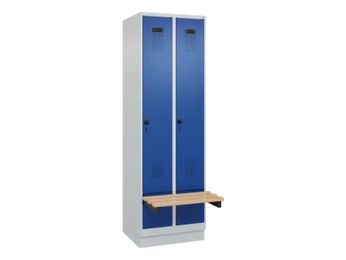 locker met bank,HxBxD 1950x600x815mm,2vak,vak B 300mm,draaigrendel