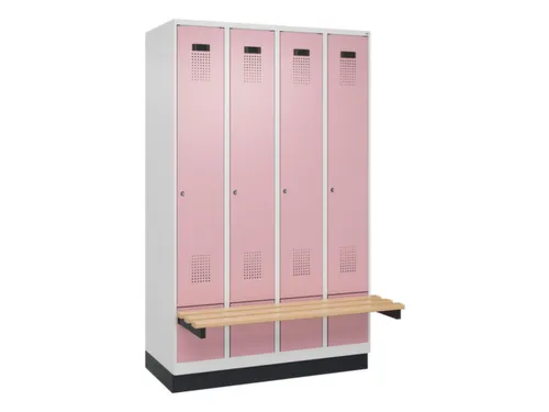 locker met bank,HxBxD 1950x1200x815mm,4vak,vak B 300mm,cilinderslot