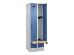 locker met bank,HxBxD 1950x600x815mm,2vak,vak B 300mm,draaigrendel