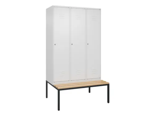 locker met bank,HxBxD 2120x1200x815mm,3vak,vak B 400mm,cil.-slot