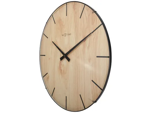 Wandklok Nextime Edge-Wood-Dome dia 35cm kunststof licht bruin streep