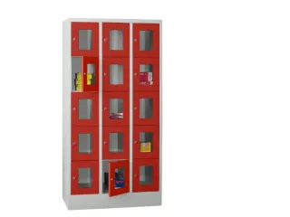 lockerkast,HxBxD 1850x900x500mm,3x5vakken,RAL7035,front RAL3000 - 2