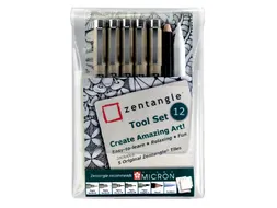 Fineliner Bruynzeel Zentangle Pigma Micron Assorti Zwart 12 Stuks