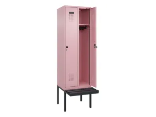 locker met bank,HxBxD 2120x600x815mm,2vak,vak B 300mm,draaigrendel - 1