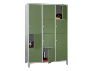 lockerkast,HxBxD 1850x1200x500mm,3x4vakken,RAL7035,front RAL6011 - 2