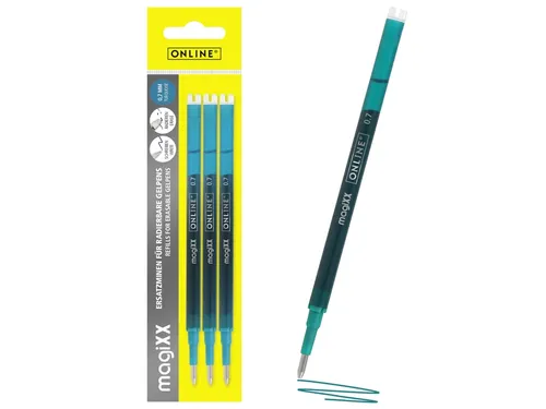 Gelschrijvervulling Online Magixx medium turquoise blister à 3 stuks