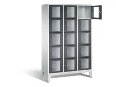 Lockerkast 1850x1200x500mm 3x5 vakken Cilinderslot Poten, RAL7021