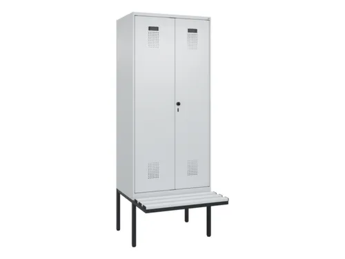 PBM-locker met bank,HxBxD 2120x800x815mm,2vak,vak B 400mm,draaigrendel