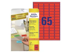 Gekleurde Etiketten Avery Zweckform 38.1x21.2mm Rood 1300 stuks