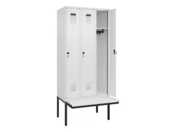 locker met bank,HxBxD 2120x900x815mm,3vak,vak B 300mm,draaigrendel