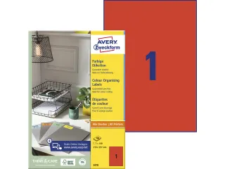 etiket Avery ILK 210x297mm 100 vel 1 etiket per vel rood - 1