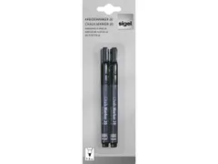 Krijtstift Sigel zwart set 2stuks ronde punt 1-2 mm