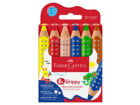 Crayons de couleur Faber-Castell Grippy XXL Jumbo, étui de 6 pièces