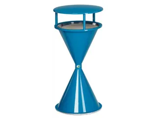 Staande Asbak Met Overkapping Ronde Voet Licht Blauw - 1