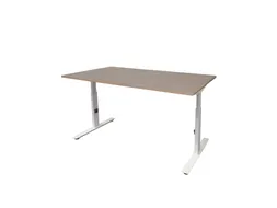 Bureau Linesto Plus Hoogte instelbaar 180x80cm blad Havana T-poot Wit