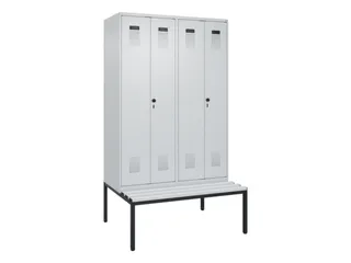 PBM-locker met bank,HxBxD 2120x1200x815mm,4vak,vak B 300mm - 2