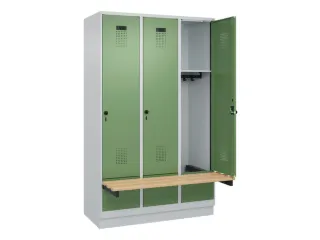 locker met bank,HxBxD 1950x1200x815mm,3vak,vak B 400mm,draaigrendel - 1