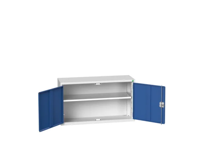 wandkast 600x1050x350mm 1xStalen bodem sokkel Ral 7035 front Ral 5010