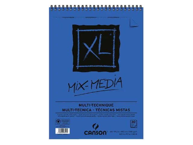 Aquarelblok Canson XL Mix Media A4 300gr 30 vel spiraal