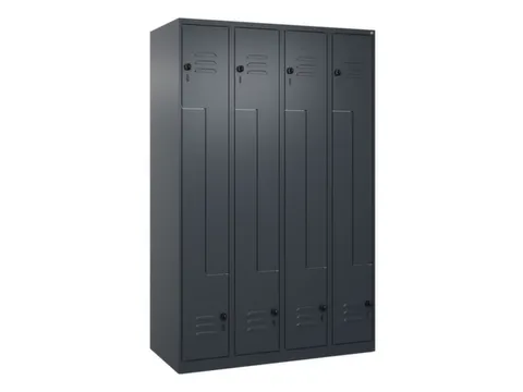 Z-garderobekast,HxBxD 1850x1200x500mm,vak B 150/300mm,draaigrendel