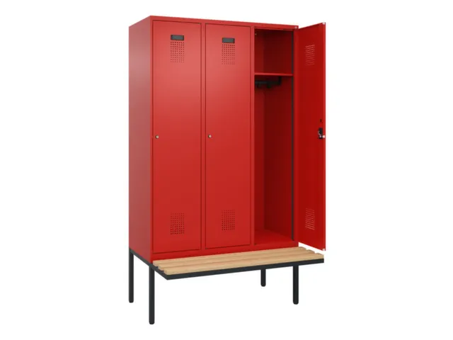 locker met bank,HxBxD 2120x1200x815mm,3vak,vak B 400mm,cilinderslot
