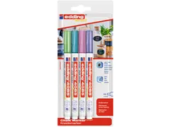 Krijtstift edding 4085 by Securit rond 1-2mm mtl assorti blister à 4s