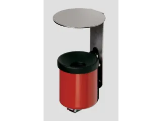 Wandasbak 0.6 liter HxØ 220x90mm Ral3000 Rood Staal Overkapping Rvs - 1