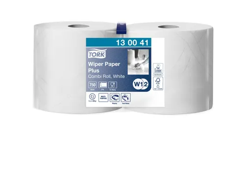 Poetsrol Tork W1 130041 2-laags 23,5cmx255m 2 rollen wit