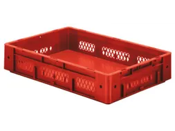 Euronorm Stapelkrat 120x600x400mm 20l Opengewerkt/Bodem Gesl. Rood