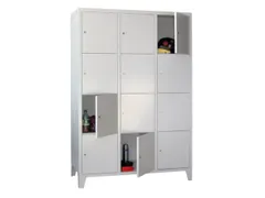 lockerkast,HxBxD 1850x1200x500mm,3x4vakken,RAL7035,front RAL3000