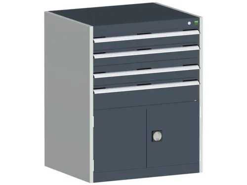 ladekast HxBxD 1000x800x750mm 5laden romp RAL7035 front RAL7016