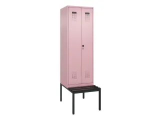 PBM-locker met bank,HxBxD 2120x600x815mm,2vak,vak B 300mm,draaigrendel - 2