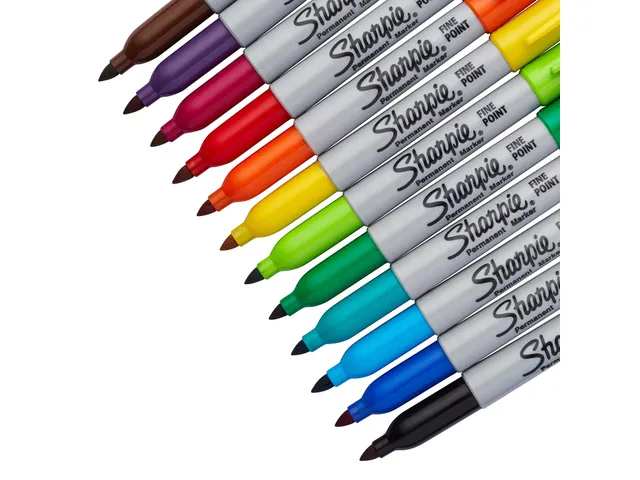 Marqueur permanent Sharpie Fin blister 12 couleurs assorties