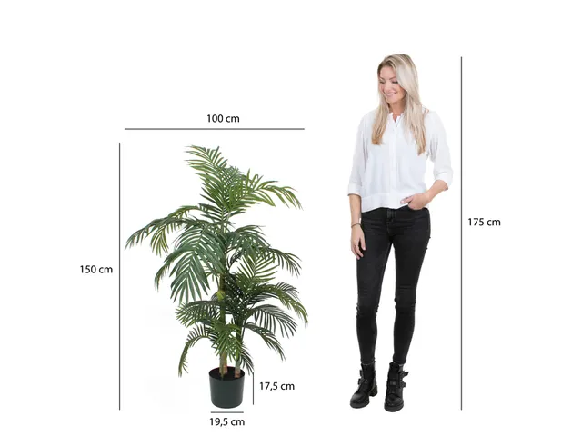 Kunstplant Mica Areca palm in plastic pot 150cm