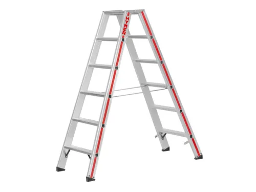 trapladder,beide zijden,2x7treden,Stand H 1,15m,balk L 1,8m,aluminium
