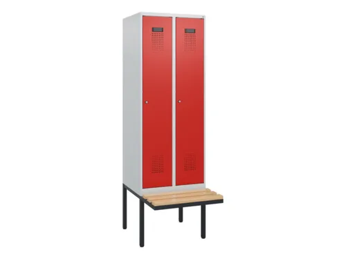 locker met bank,HxBxD 1950x600x815mm,2vak,vak B 300mm,cilinderslot