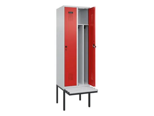 locker met bank,voor scheiding van kleding,HxBxD 2120x600x815mm,2vak