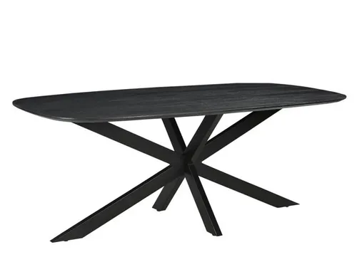 Vergadertafel Harper Deens Ovaal 300x100cm Zwart blad met Spinpoot