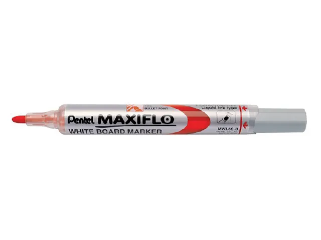 Viltstift Pentel MWL5 Maxiflo whiteboard rood 1mm