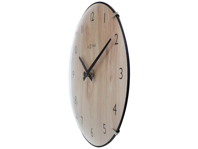 Horloge murale/de table mini NeXtime Ø20cm verre bombé bois clair