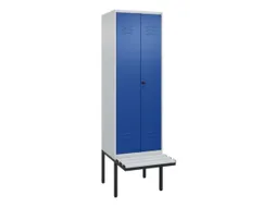 PBM-locker met bank,HxBxD 2120x600x815mm,2vak,vak B 300mm,draaigrendel
