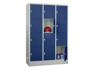 lockerkast,HxBxD 1850x1200x500mm,3x4vakken,RAL7035,front RAL5010 - 2