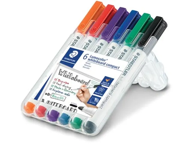 Etui 6 stuks Whiteboardmarker 1-2mm rond Assorti Compact
