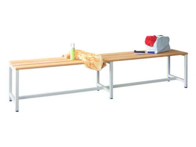 omkleedbank,LxD 2000x370mm,houten lijst beuken,onderstel RAL9010